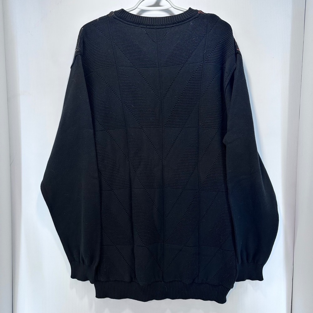 Vintage Tosani Canada Vintage V Neck Sweater Mens Medium Geometric Knit Cotton - Picture 2 of 6